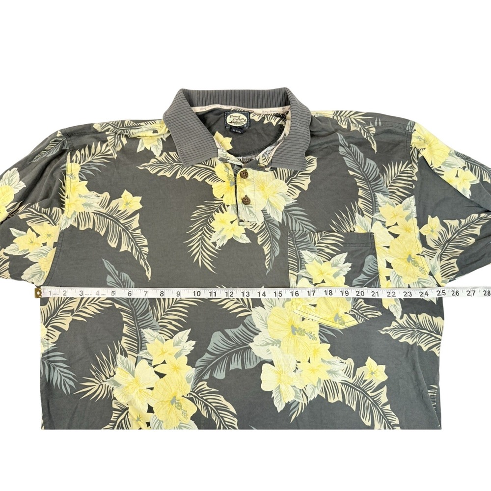 Tommy Bahama 90's Hawaiian Polo XL Yellow Floral 100% Cotton Beach Resort - Picture 3 of 7